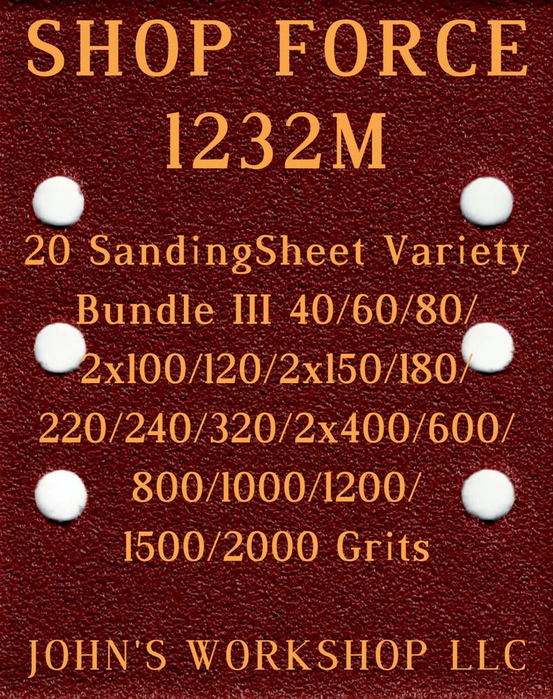 SHOP FORCE 1232M - 17 Different Grits - 20 Sheet Variety Bundle III