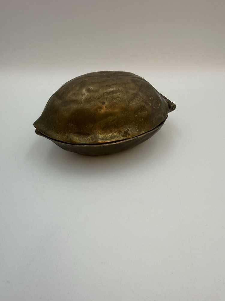 Vintage Brass Nutcracker Walnut Shaped Box Nut Cracker 1950’s Heavy Metal