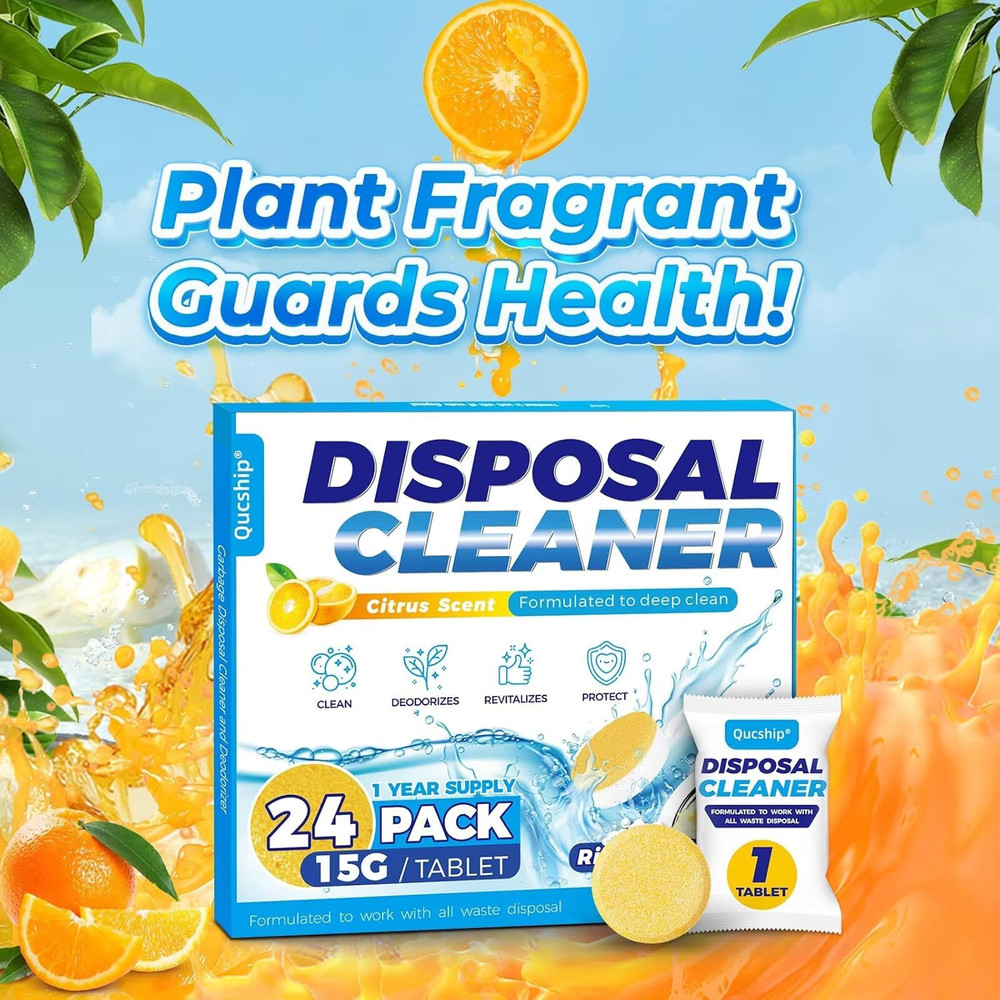 Garbage Disposal Cleaner and Deodorizer Tablets - 24 Pack, Powerful XXL Foaming
