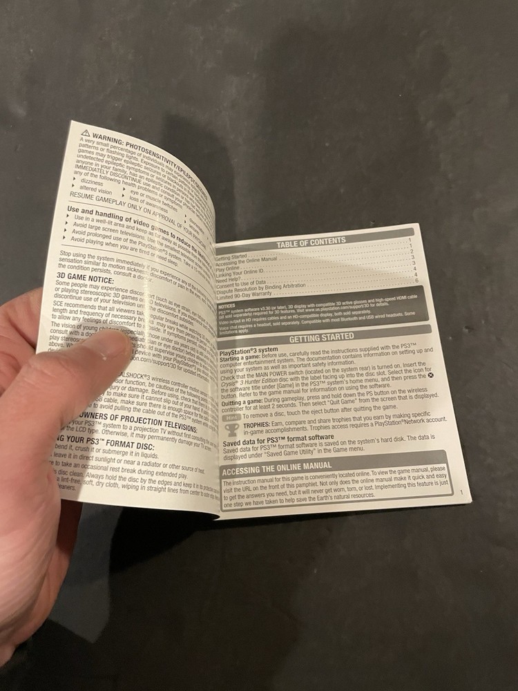 crysis 3 hunter edition ps3 Manual only