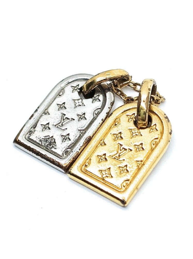 Authentic LOUIS VUITTON Monogram LV Initials miniature name tag Charm.