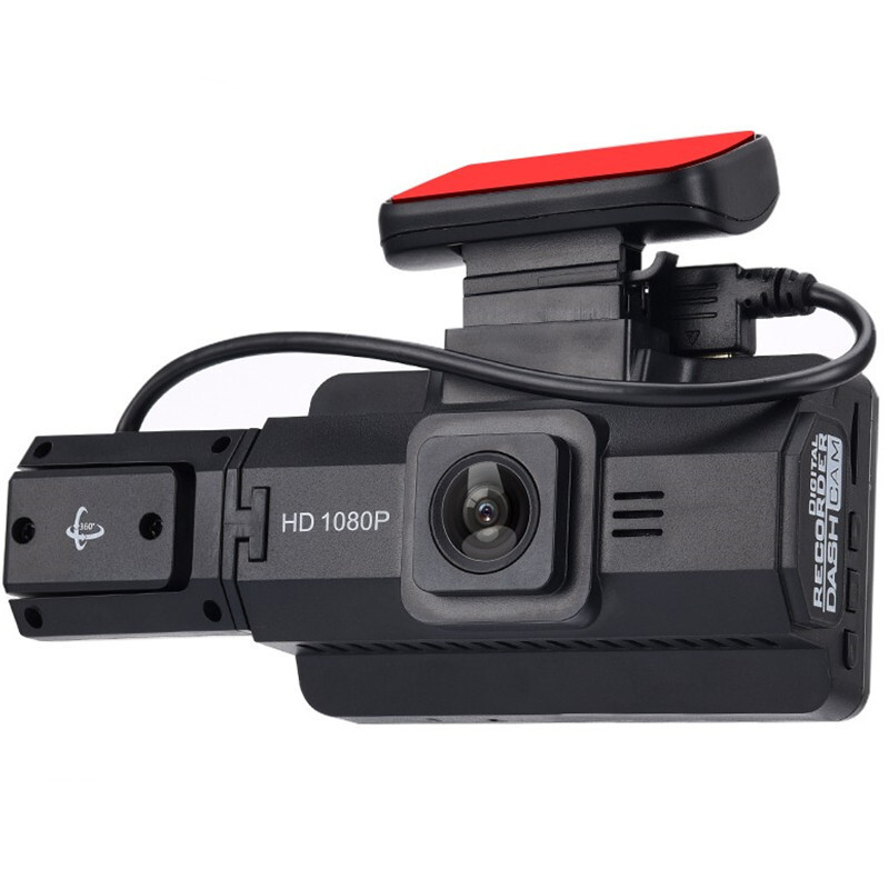 Car 2-Lens Dash Cam Front/Inside Video Recorder Camera 170° Wide Angle G-Sensor