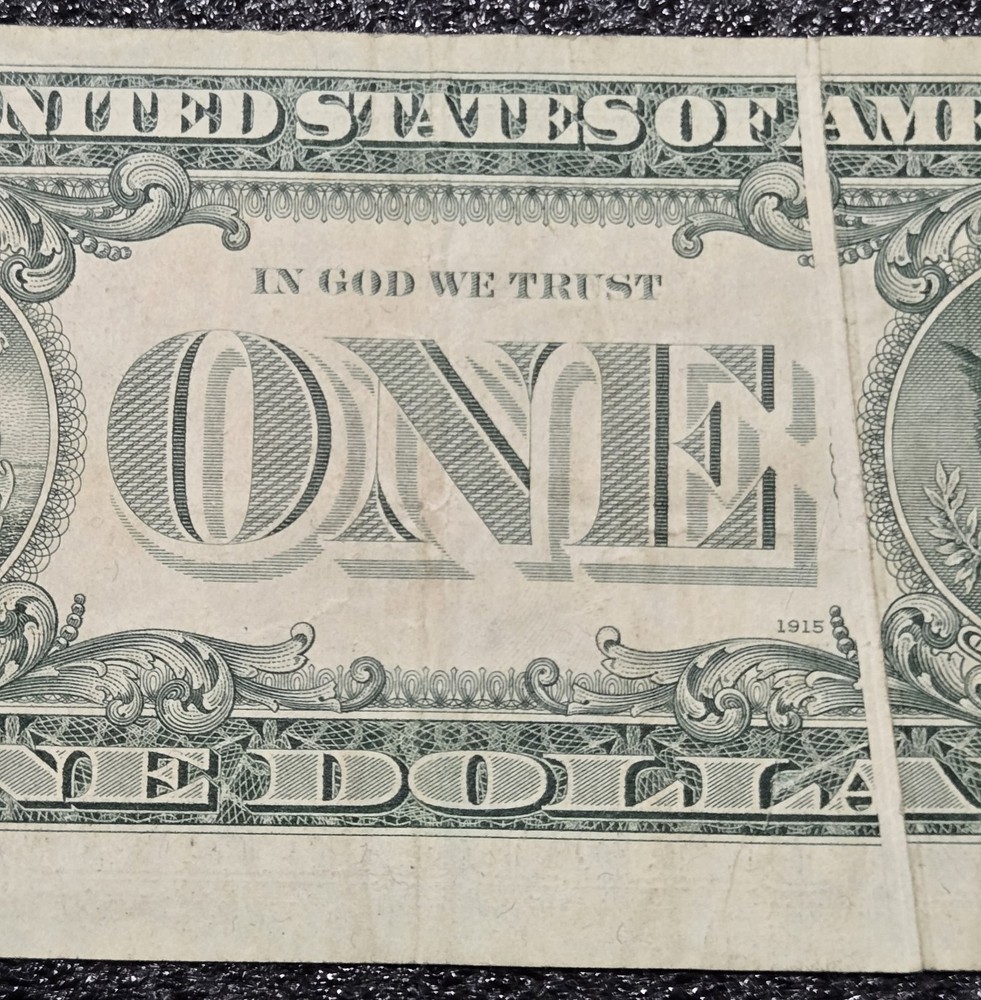 $1 1974 Dollar Bill FRN Gutter Fold Error With Cutting Error On Back Currency