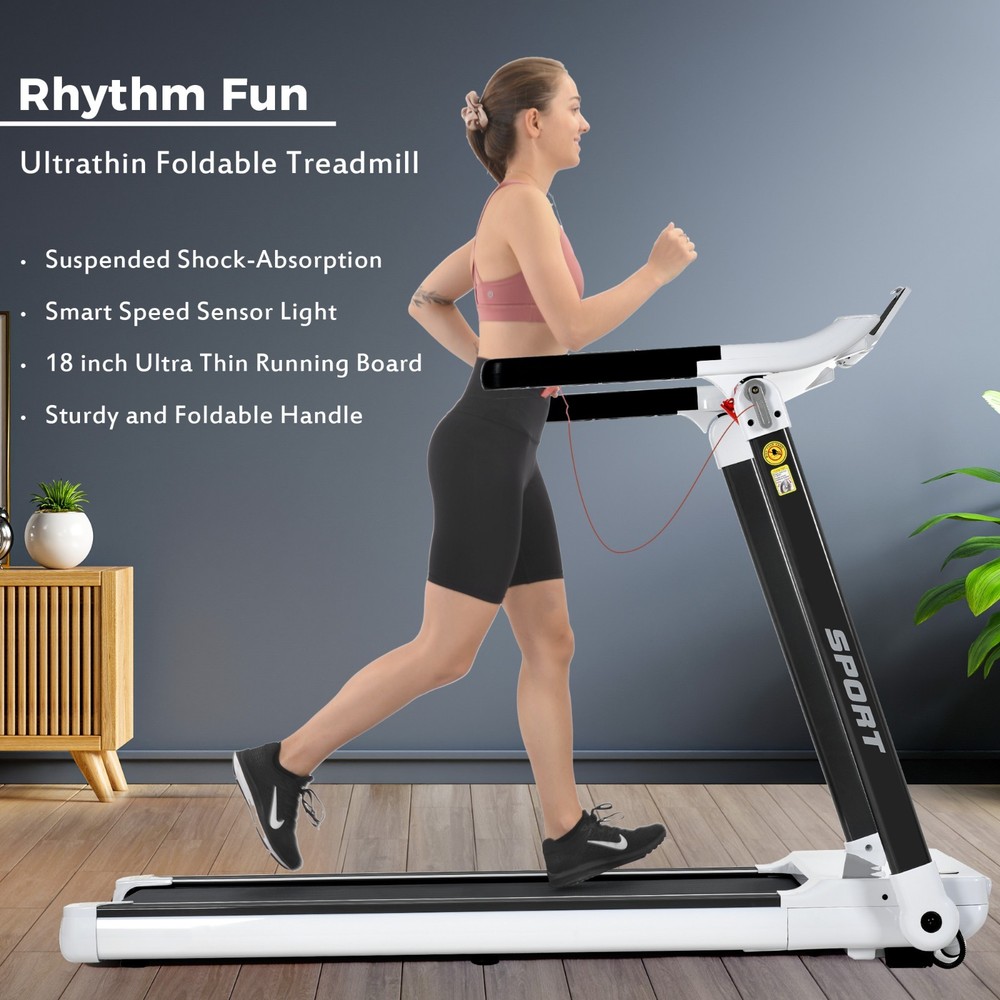 Folding 3.5HP Treadmill Compact Running Machine Adjustable Speed for Gym Home