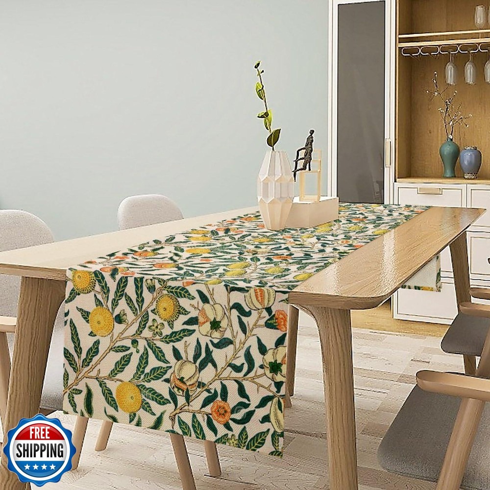William Morris Table Runner, William Morris Design Green Table Runner Vintage