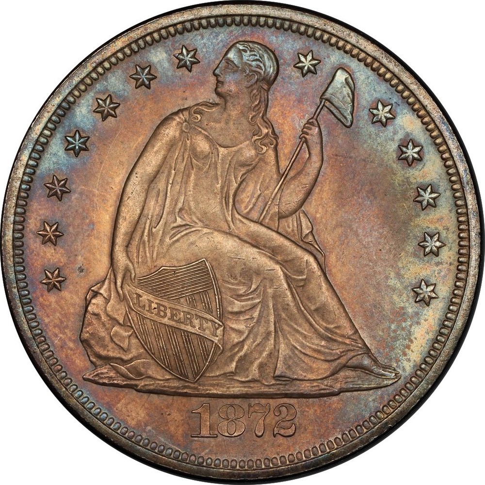 1872 LIBERTY SEATED S$1 PCGS MS 65