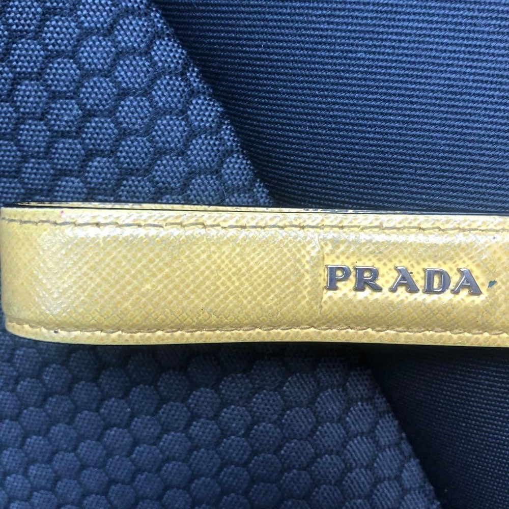 PRADA Key Holder Leather Yellow Auth 127891M