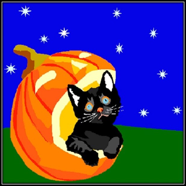30 Custom Halloween Night Cat Personalized Address Labels