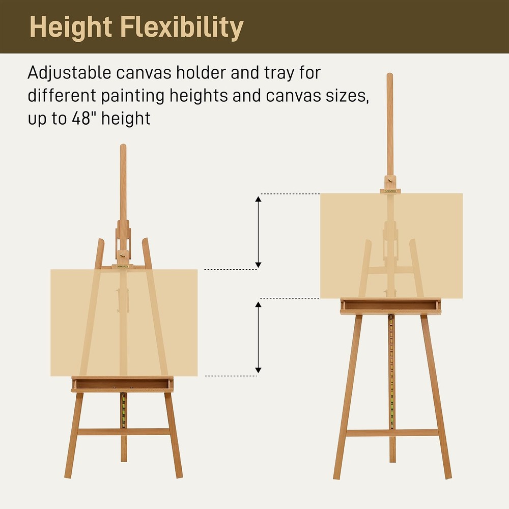 ATWORTH Studio Art Easel,Solid Beech Wood Artist Natural