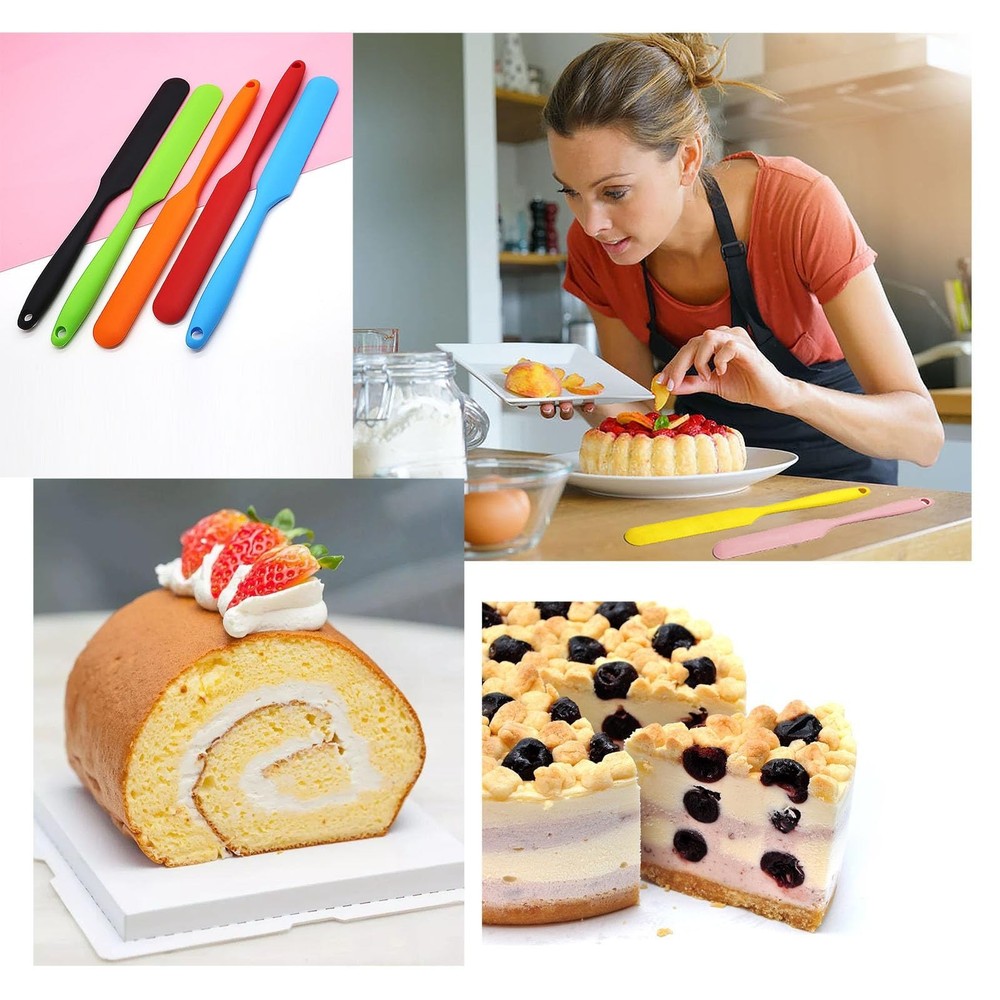 【5 Pack】Silicone Jar Spatula, Long Handle Jar Scraper Spurtle, Sou