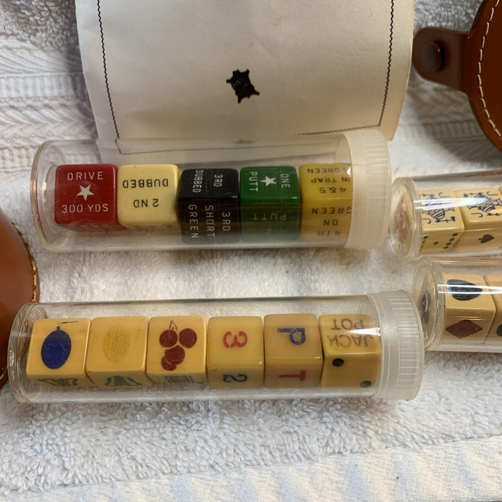 Multiple Dice Game Sets - Leather Case - Made in England.
