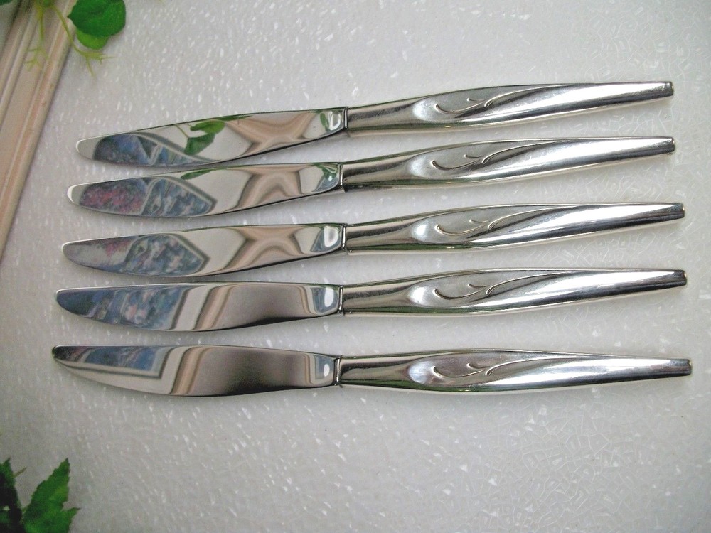 5 Oneida Community Silver FLIGHT Silverplate 9 1/4" Dinner Knives 1963