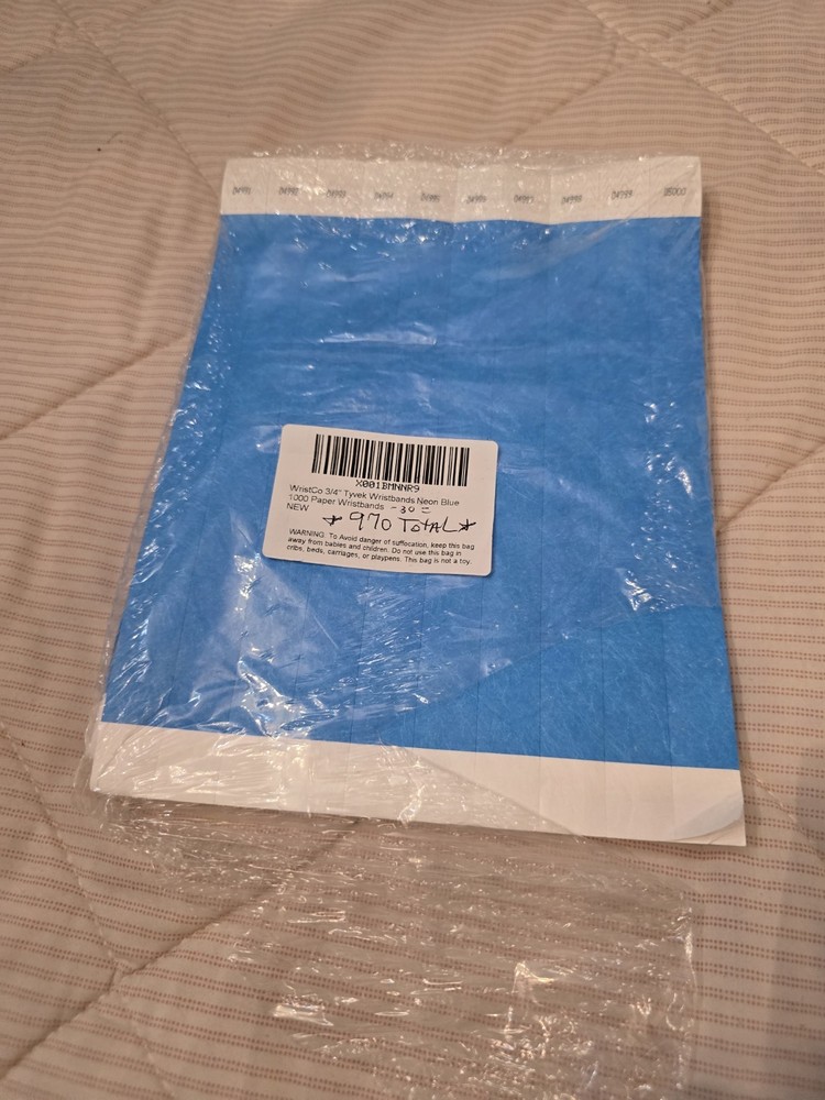 Tyvek Blue Wristbands 970 Count