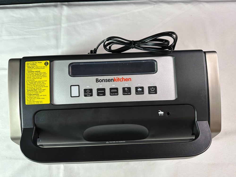 Bonsenkitchen VS4100 Silver Black Globefish Powerful Vacuum Sealer Machine