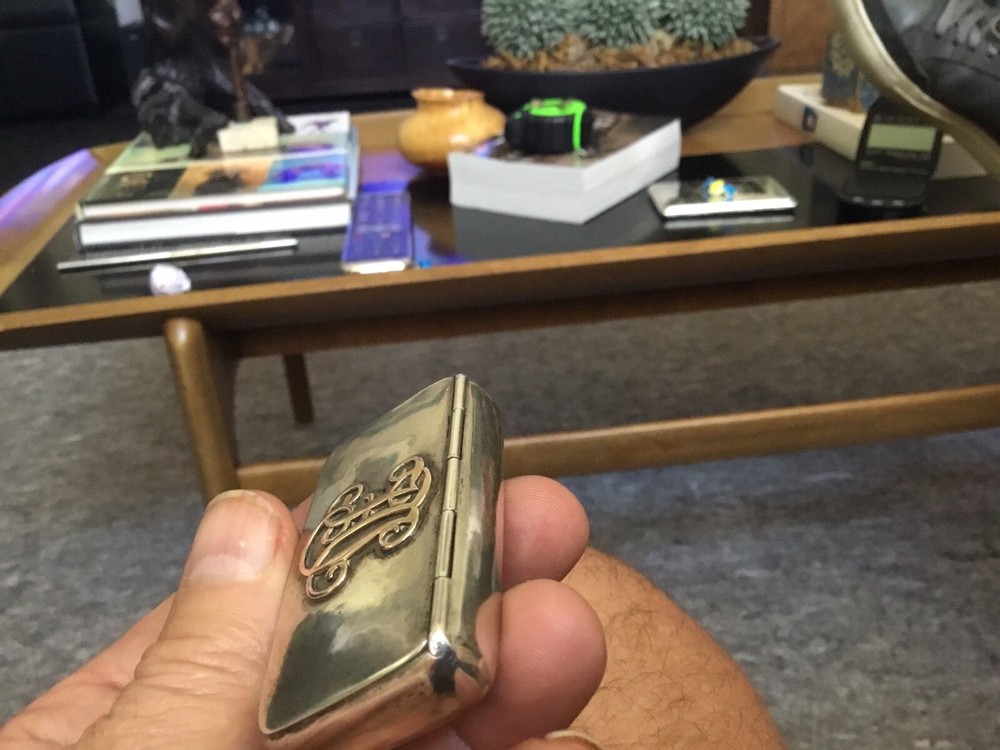 Antique Sterling Silver/Gold Snuff Box/ Pill Box