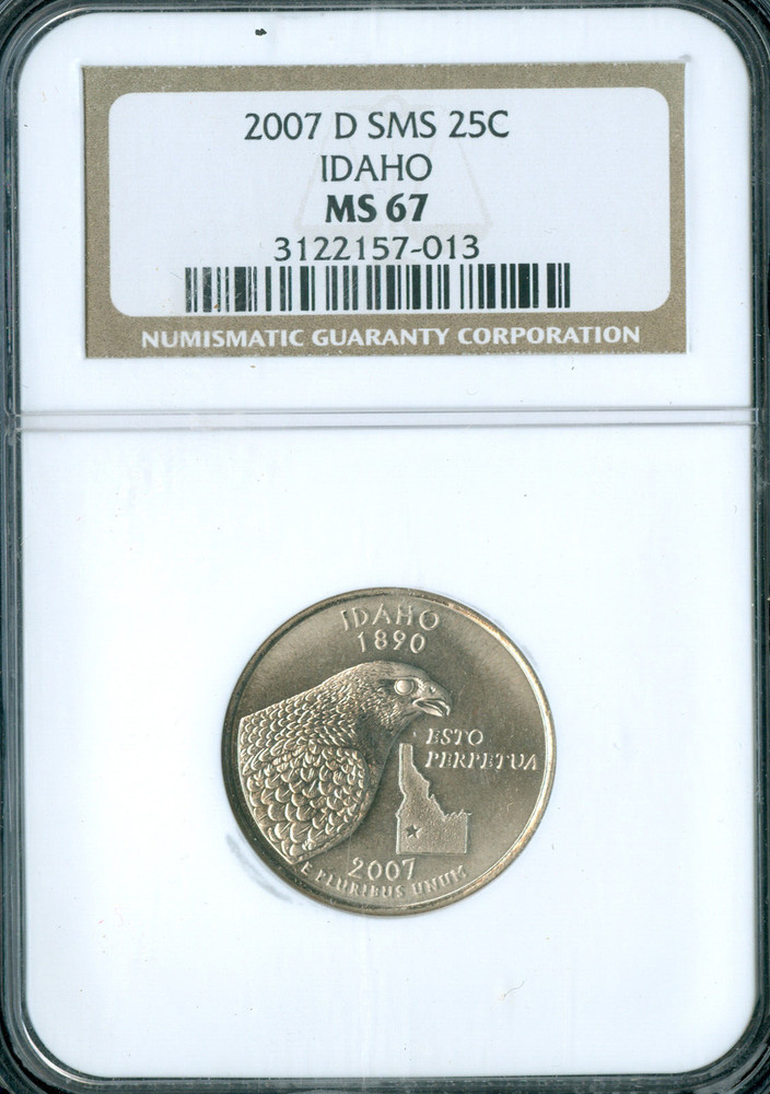 2007 D IDAHO QUARTER NGC MS67 SMS  *