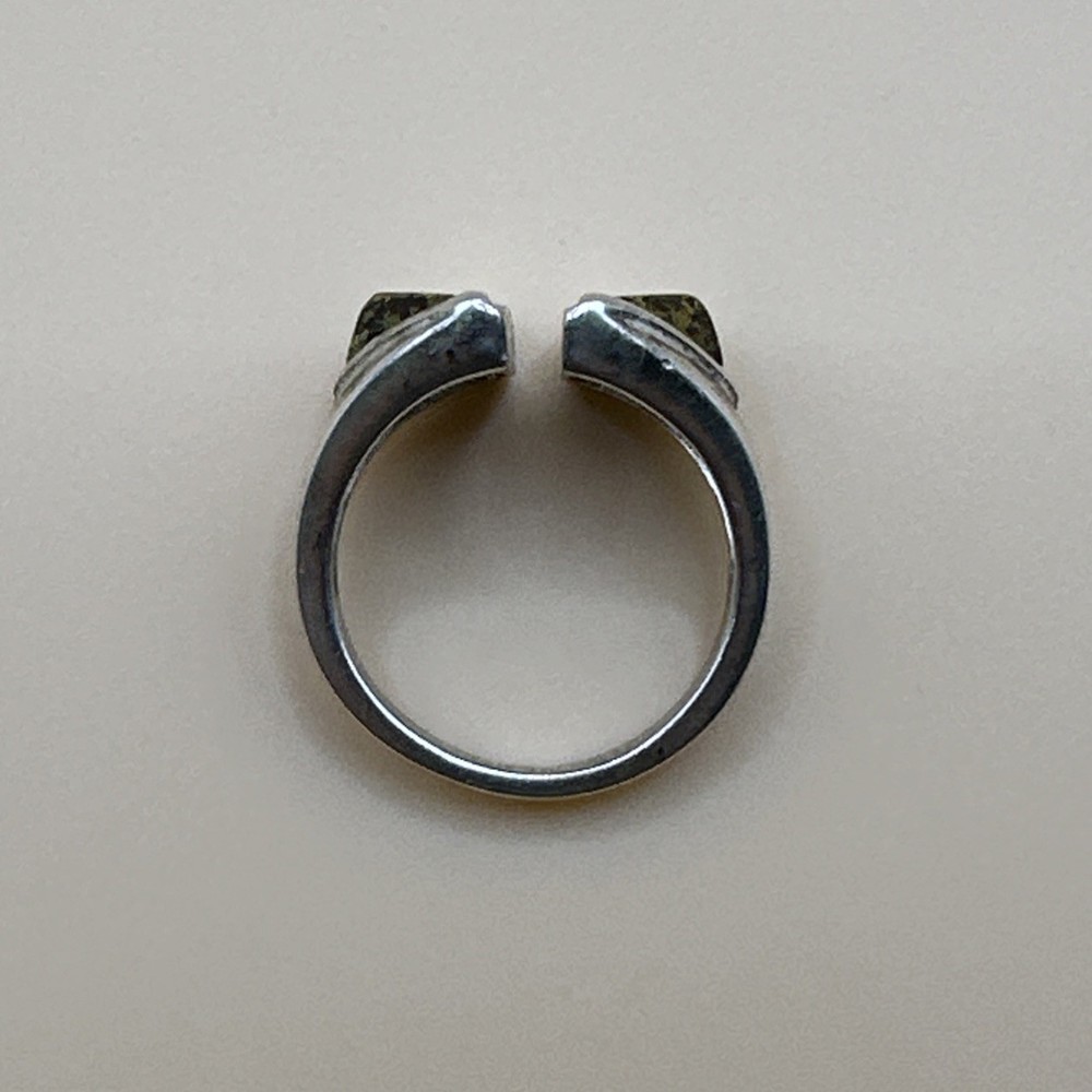 Vintage 925 Sterling Silver Triangular Inlaid Ring /Size 9.25 Adjustable ￼