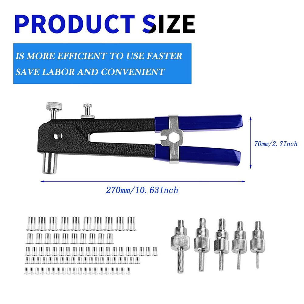 Heavy Duty Blind Rivet Nut Tool Set, Hand Rivet Wrench, Threaded Insert, Rive...
