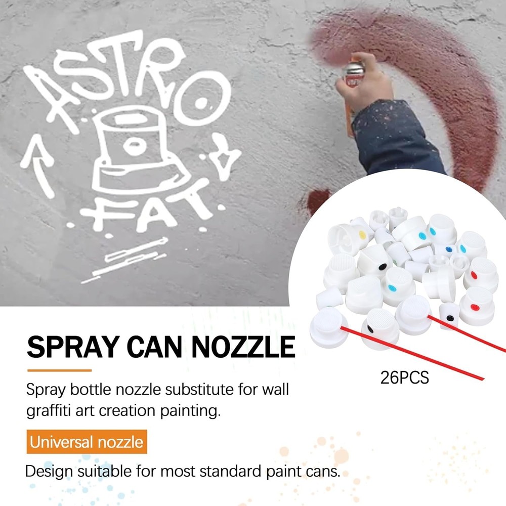 Spray Paint Nozzle Caps Set, 26 Universal Replacement Tips, Master Cap Collec...