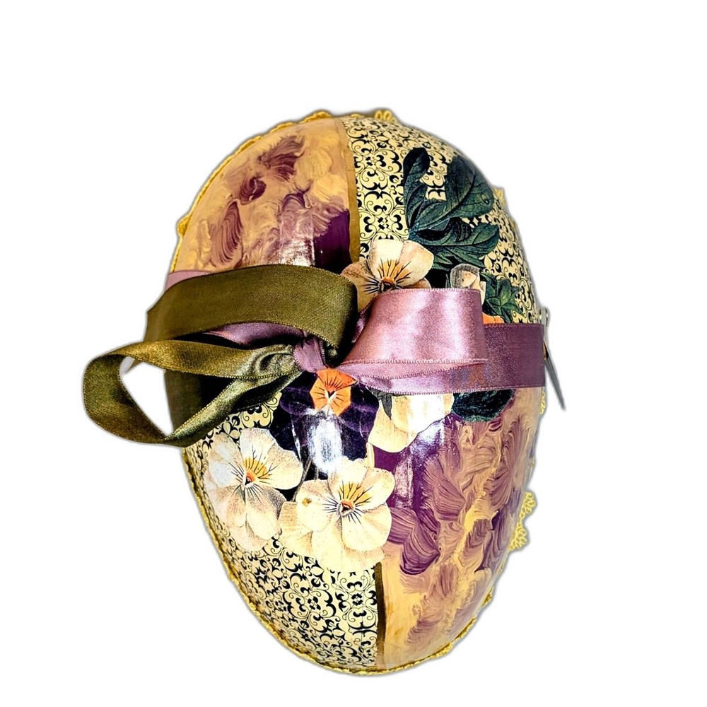 Handmade Large 8” Papier-Mâché Easter Egg Candy Container