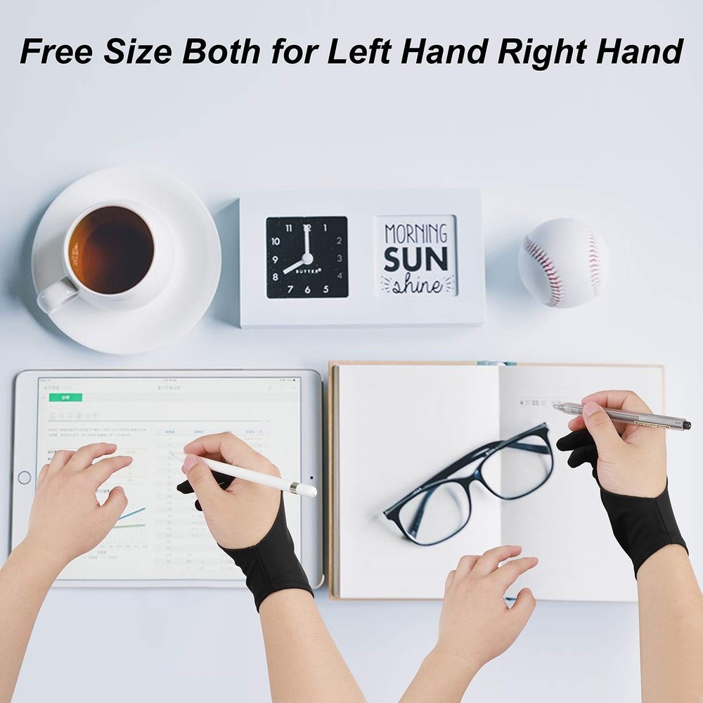 Drawing Tablet Gloves Two Finger Artist Gloves 4 Pack
