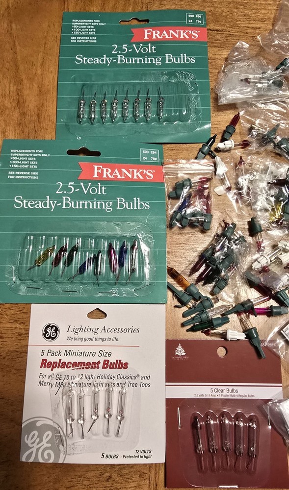 Lot Vintage Mini Replacement Christmas String Lights Push In 2.5 Volt 12 Volt +