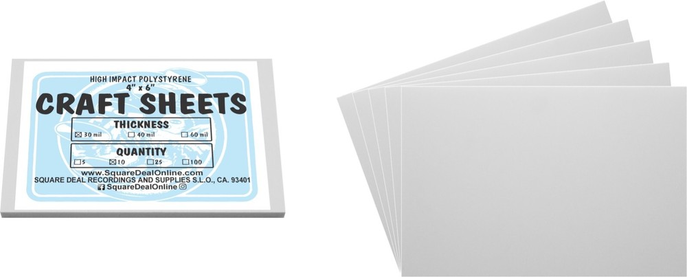White Flex Plasticard Polystyrene Craft Sheets - 4"x6" - .030" thick - 25 Pack