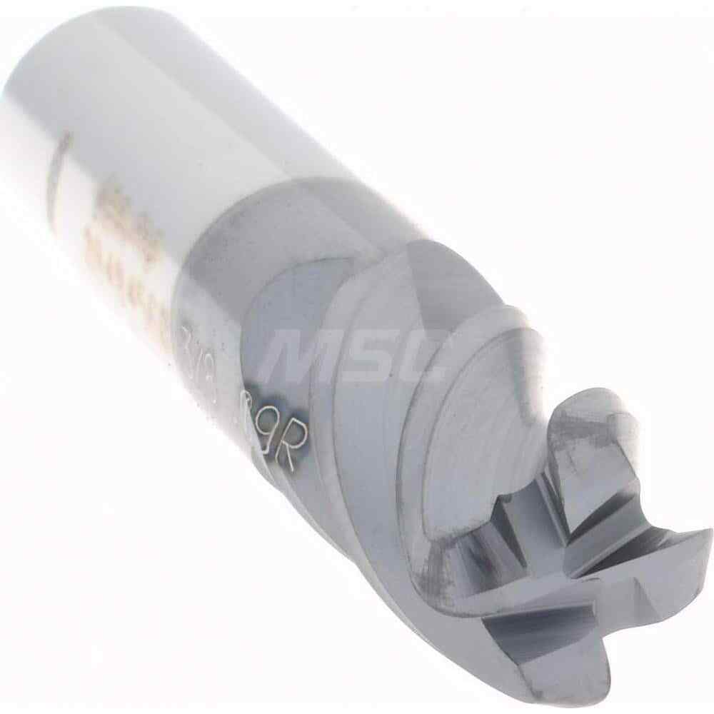 Accupro 3/8" Diam 4 Flute Single End Solid Carbide 0.09" Corner Radius End Mi...