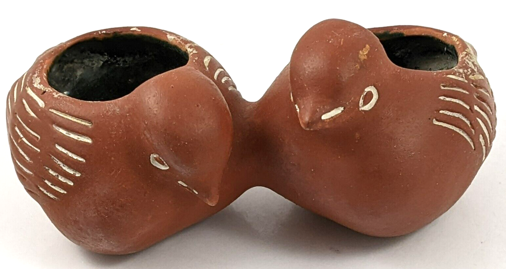 Terracotta Double Bird Bowl Planter Glazed Inside