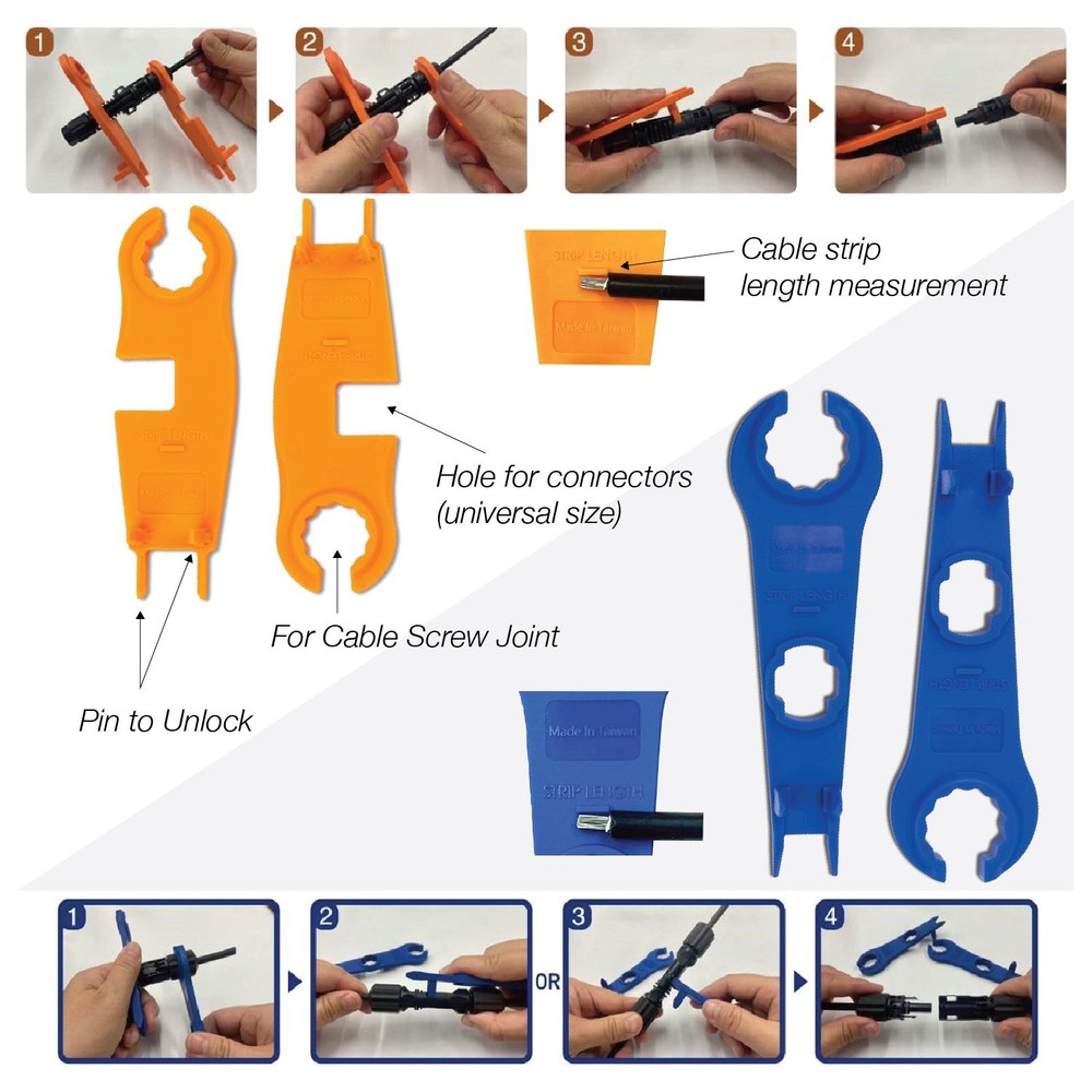 Solar Panel MC4 Connector Assembly / Disconnect Spanner Tools for PV4-S & H4