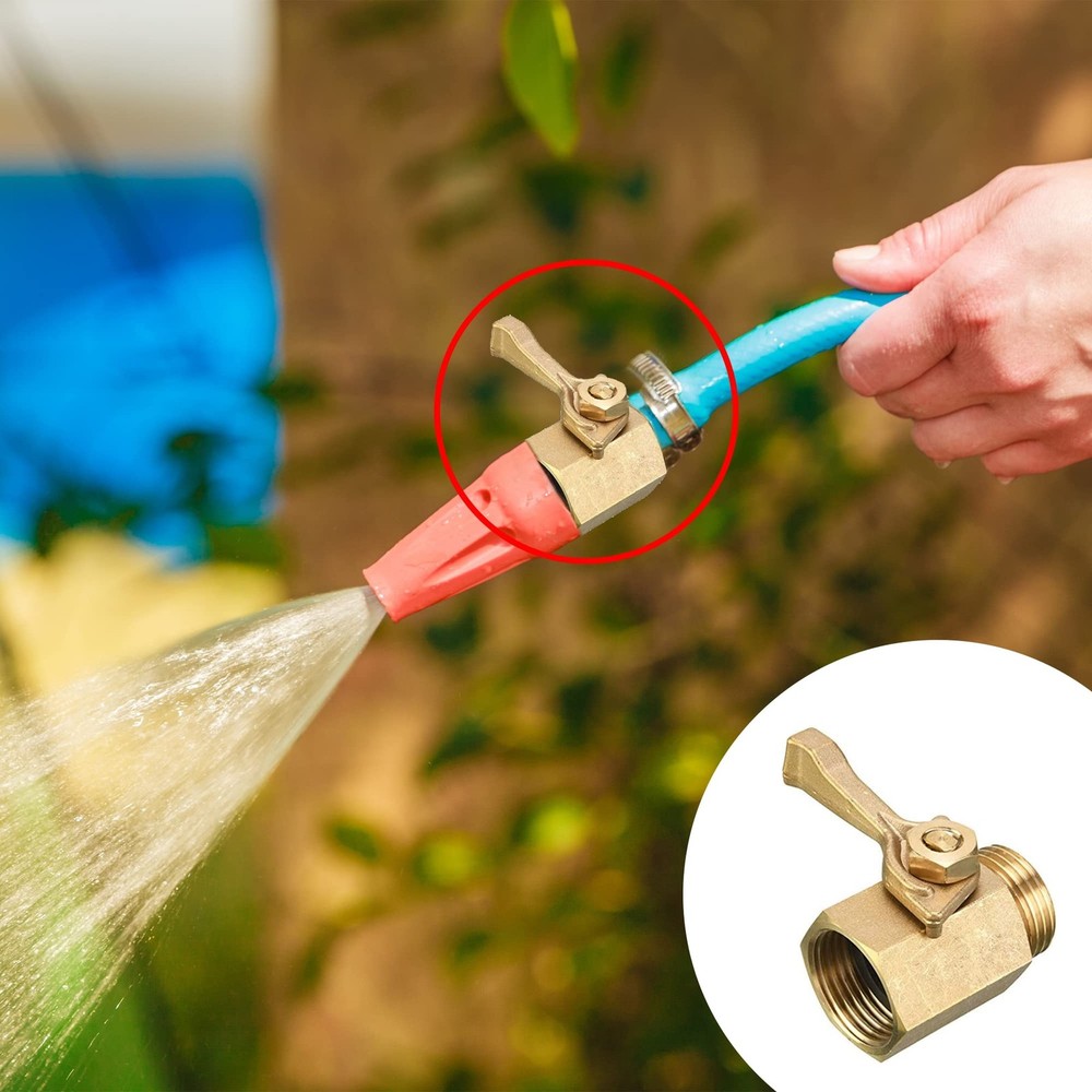 2 Pack Solid Brass Garden Hose Shut Off Valve with 2 Extra Rubber Washers, 3/...