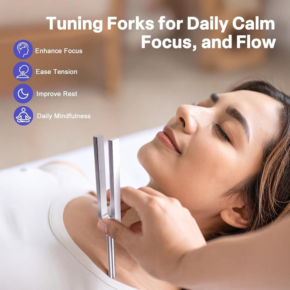 Tuning Fork Set, Weighted & Unweighted Frequency Tools with Activator, Mallet