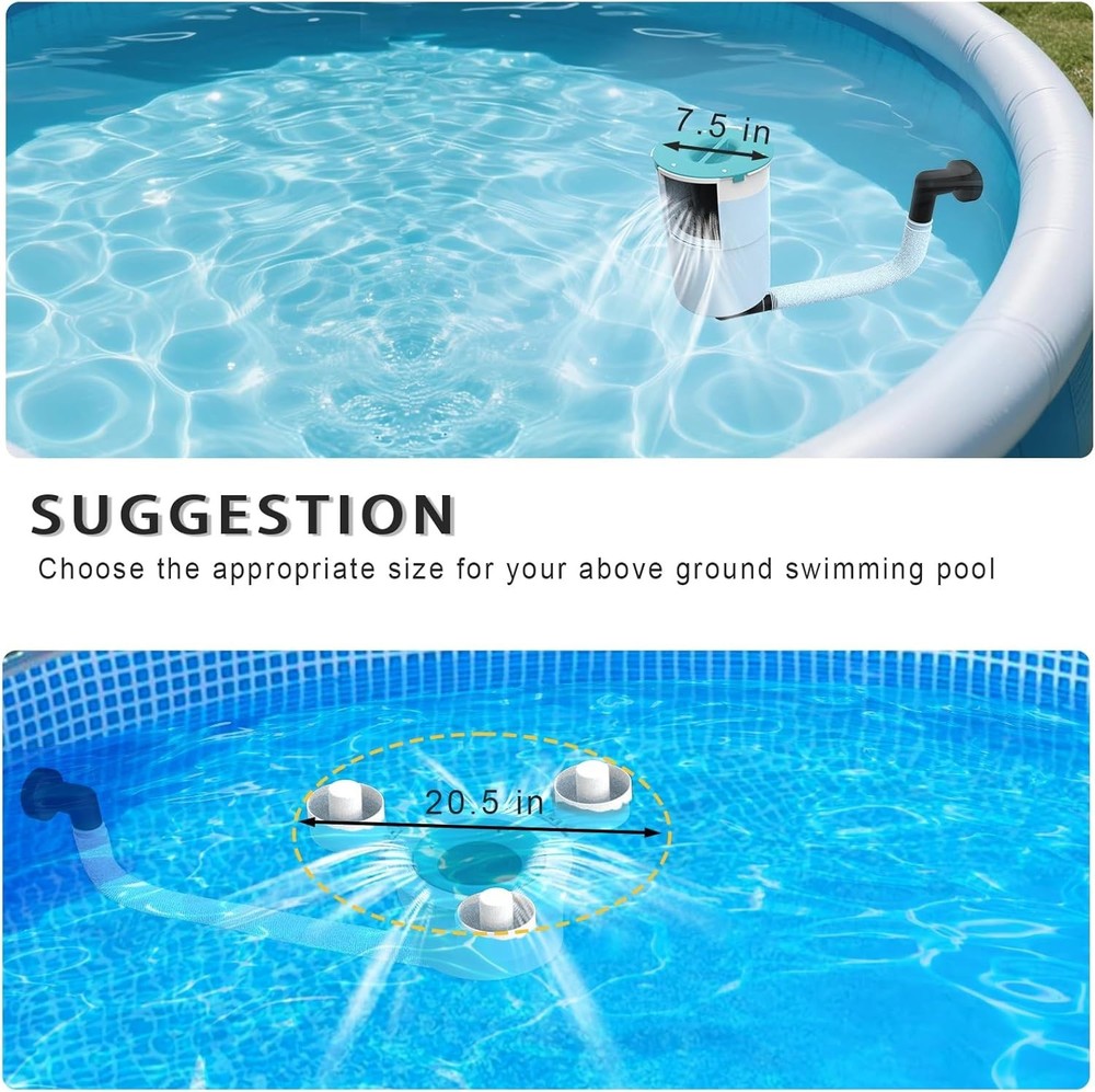 Surface Float Skimmer for Above Ground Pools No Installation Automatic Filter...