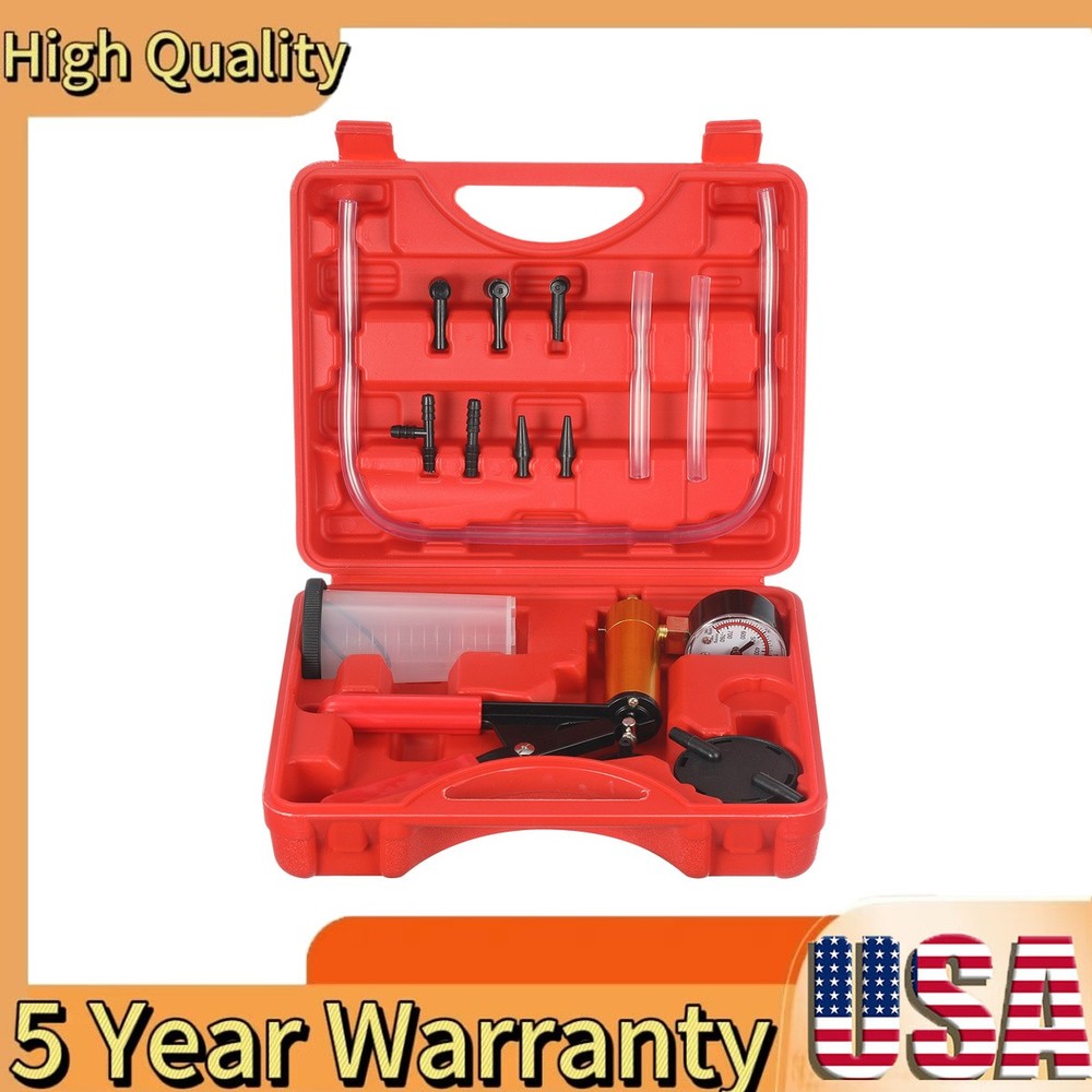 Hand Held Vacuum Pressure Pump Tester Set Brake Fluid Bleeder Bleeding Kit + Box