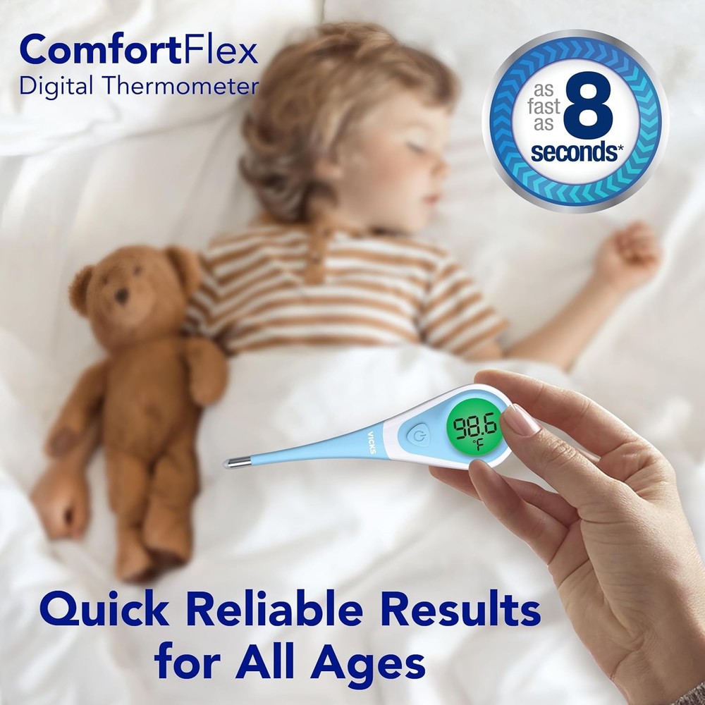 Vicks ComfortFlex Digital Thermometer: Accurate Color-Coded Reading in 8 Seconds