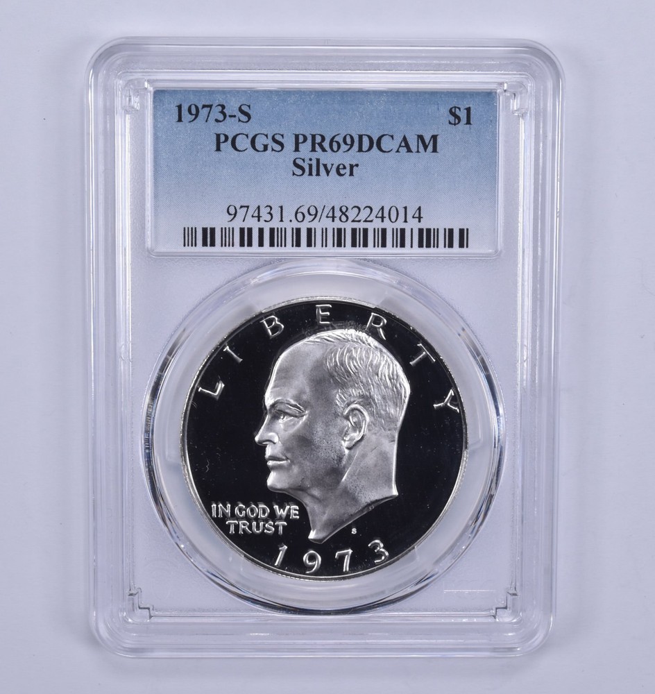 1973-S Silver Eisenhower $1 PR69 DCAM PCGS Blue Label