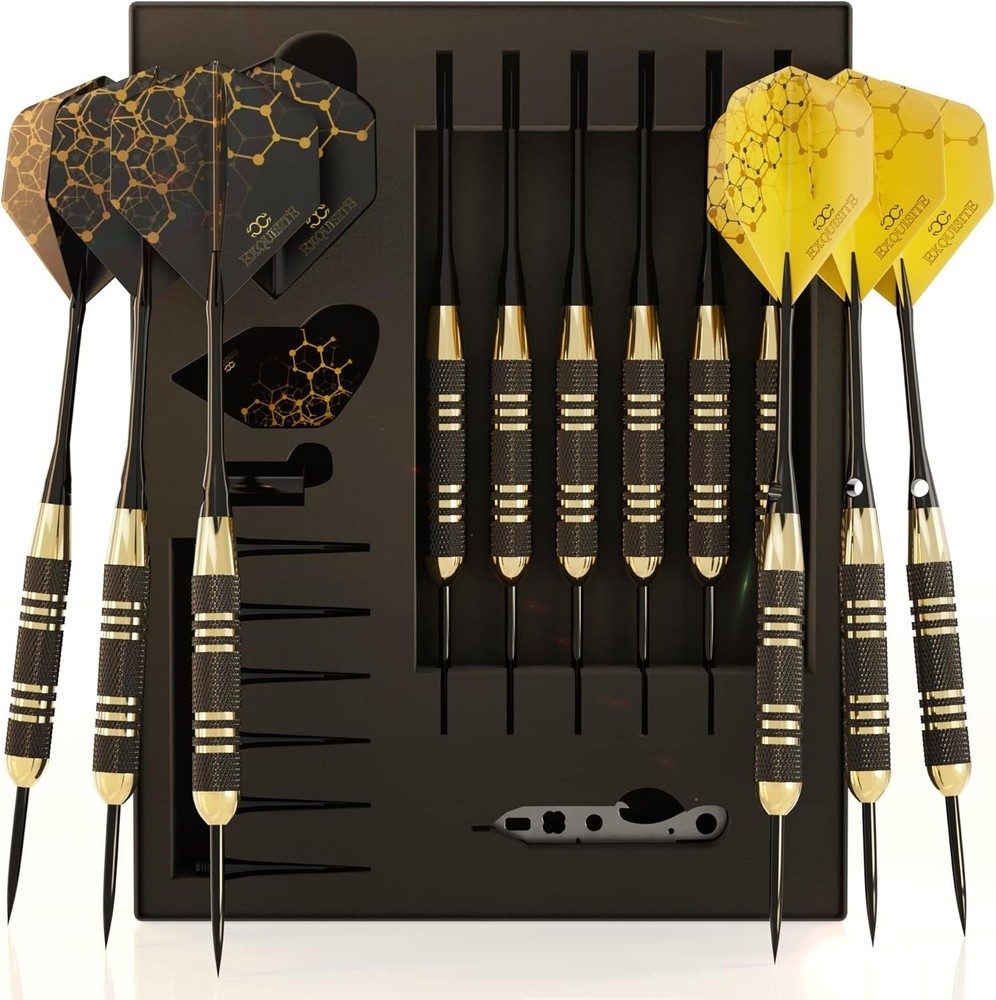 Complete Dart Set: Brass Barrels, Flights & Precision Sharpener Included