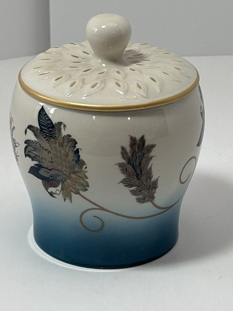 Feathered Flowers Sugar Jar With Cover