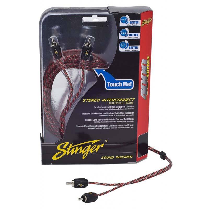 STINGER SI4212 2-CHANNEL DIRECTIONAL TWISTED PAIR RCA INTERCONNECT CABLE 12 FT.