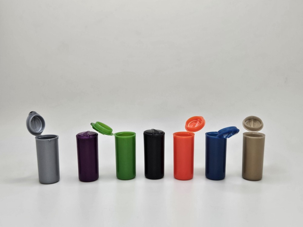 25 Pcs , Empty Small Bottles with Multicolor Pop Top Caps