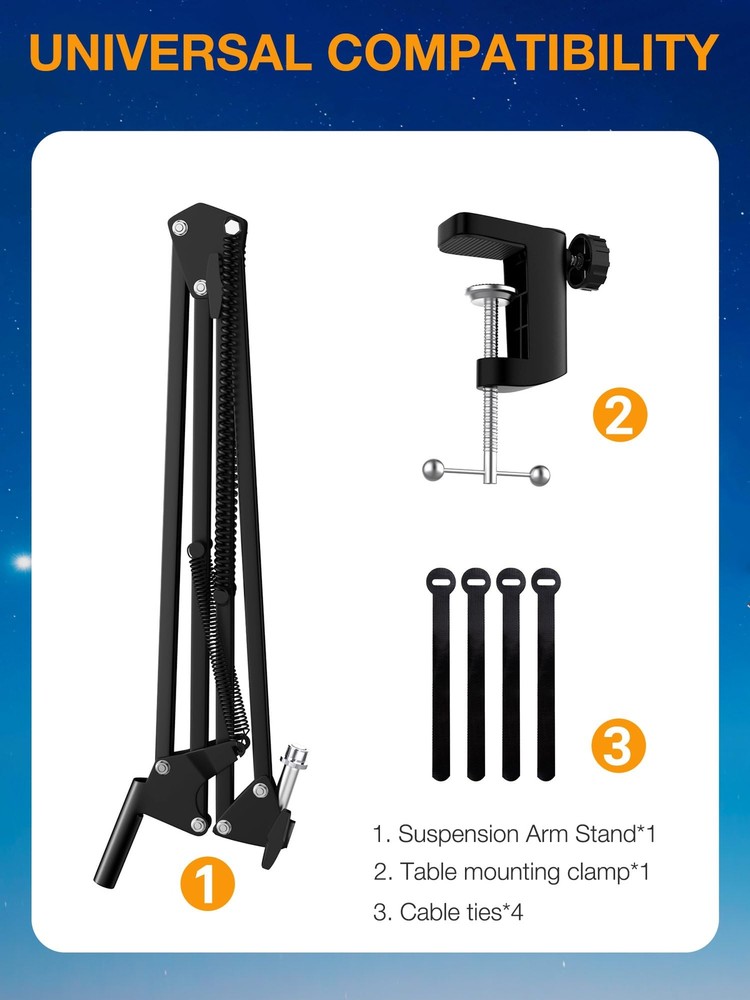 Adjustable Boom Arm for Hyperx Quadcast Microphone, Mic Scissor Stand
