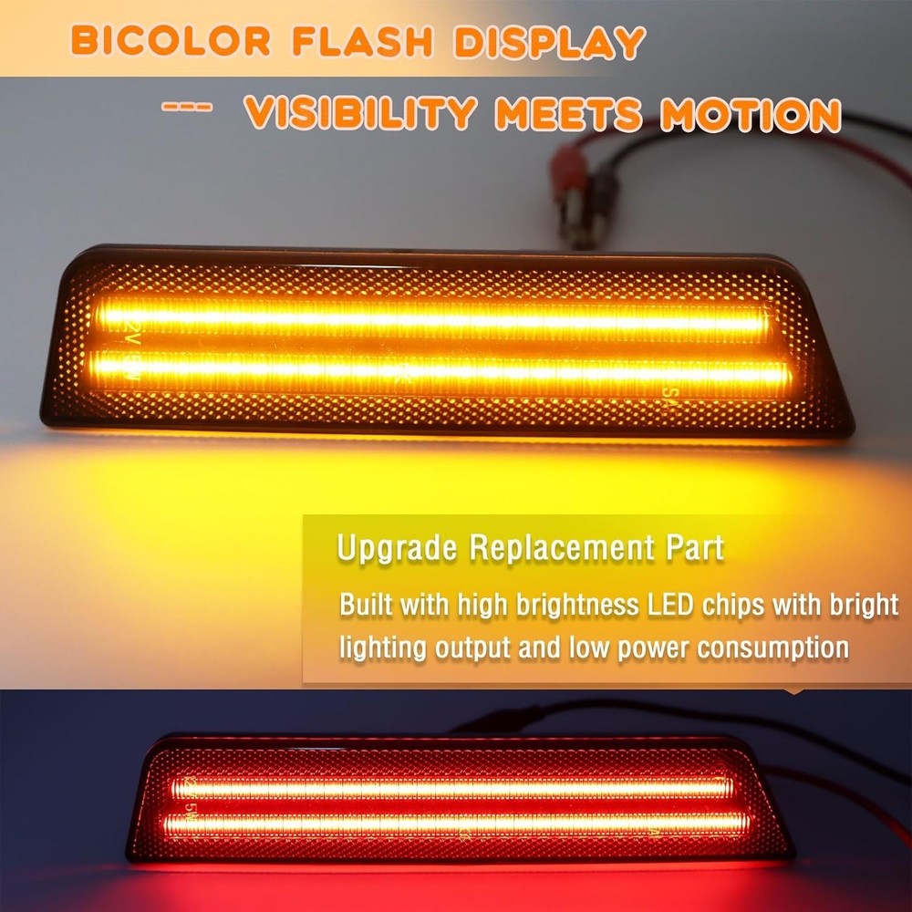 Smoked Front & Rear Bumper LED Side Marker Lights For 2008-2014 Dodge Challenger