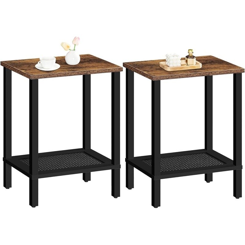 Multi-Functional Space Saving End Table W/ 2-Tier Storage Shelf Home Use