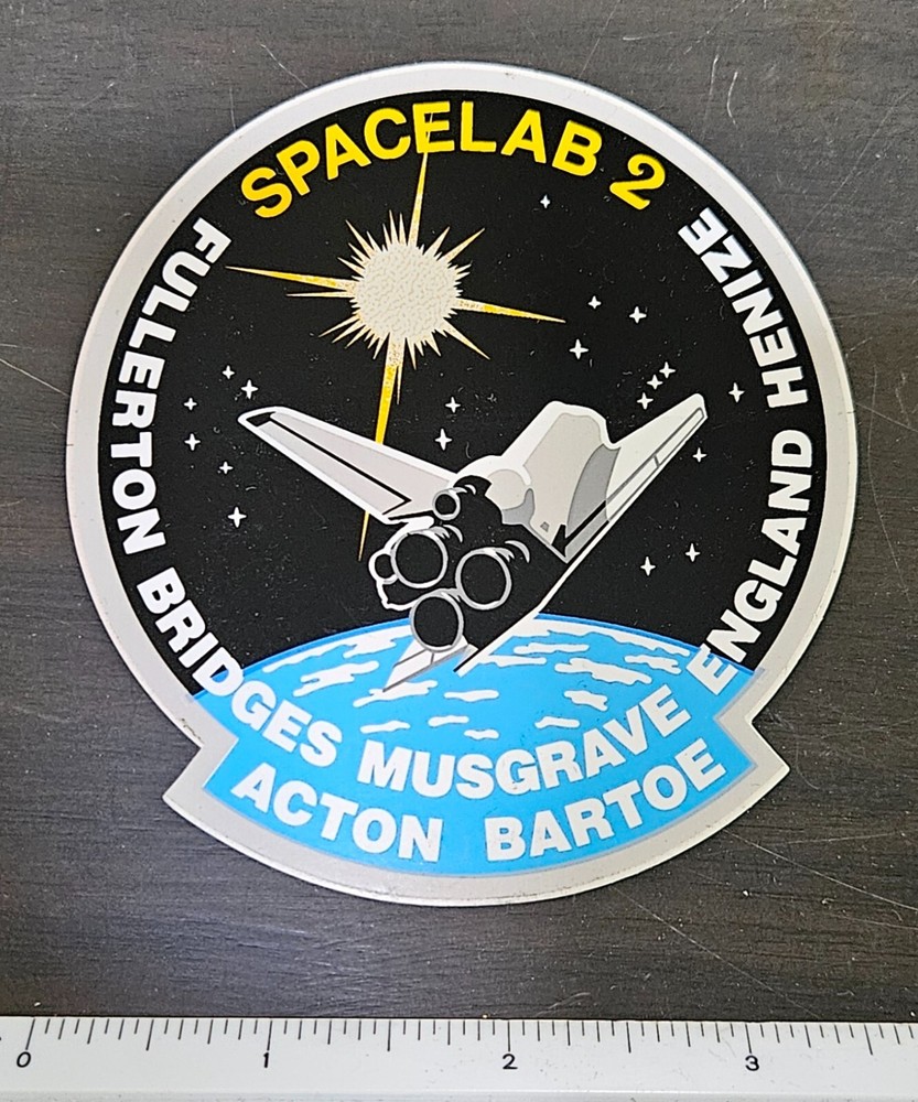 NASA Space Program Shuttle Space Lab 2 Henize England Musgrove Acton Sticker