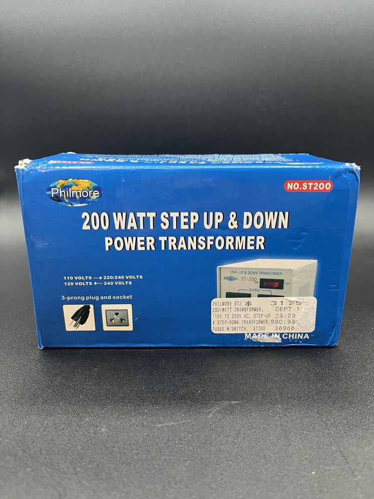 Philmore # ST200, 200 Watt Step Up / Step Down Transformer, 110V AC/220V AC