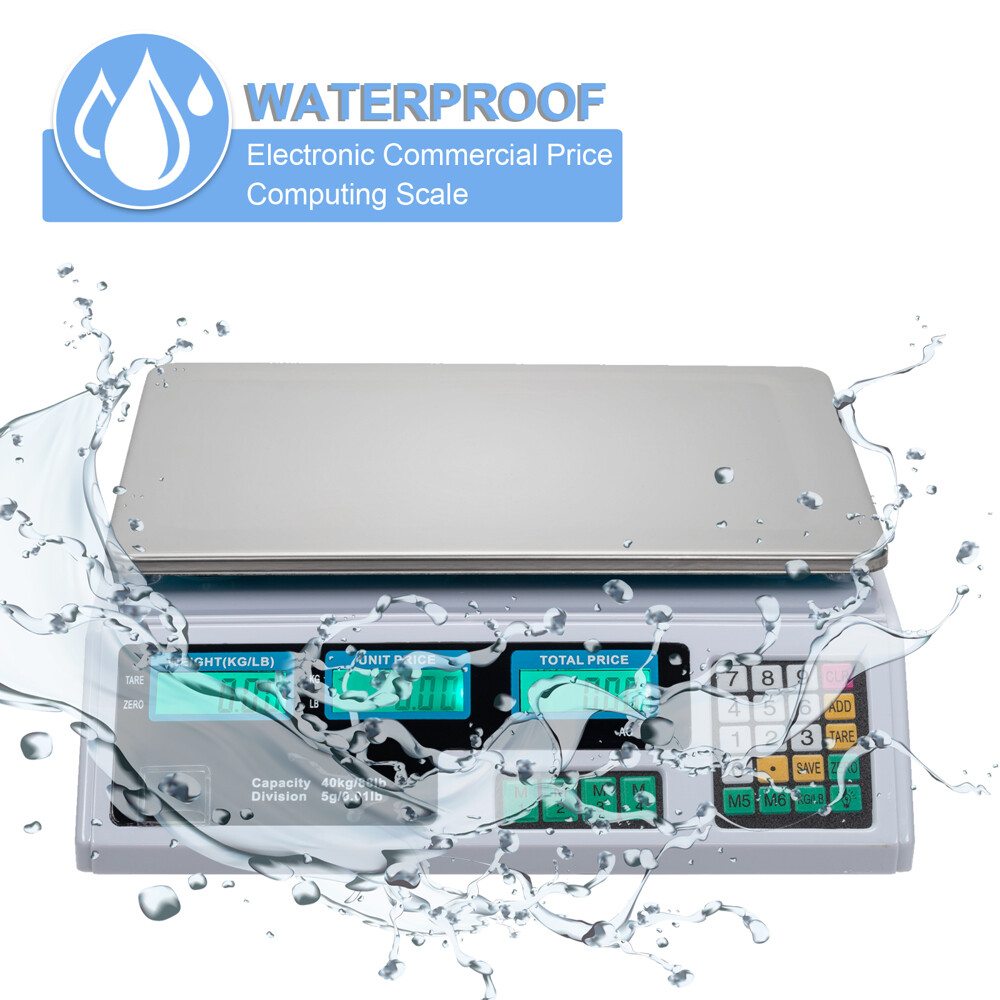 Digital Tabletop Scale - 40kg/88lbs Capacity, Commercial Postal, Switch & White