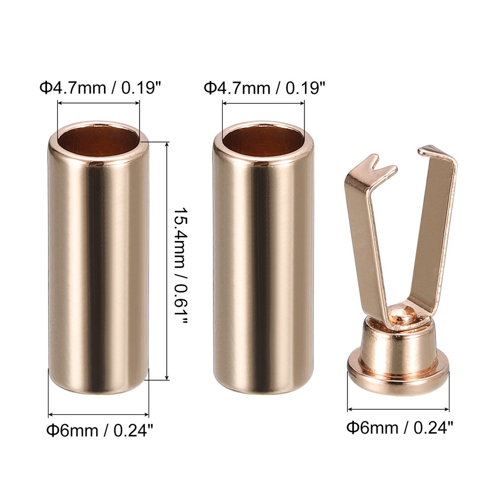Shoelace Tips, 4pcs - Alloy Cylindrical Tip Replacement (Gold Tone)