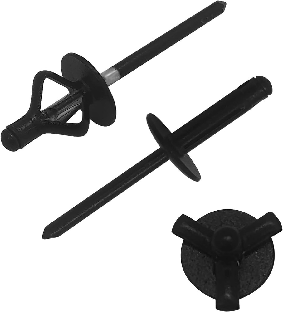ALL Black 3/16" X 4/5Large Flange Tri-Fold Exploding Aluminum Pop Rivets 50Pcs