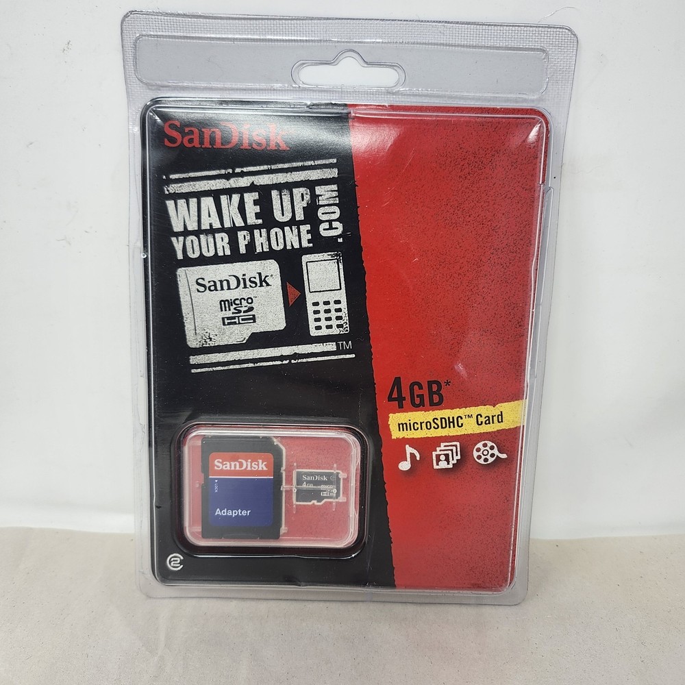 SanDisk 4GB microSD Memory Card with Adapter – Class 4 Flash Storage New