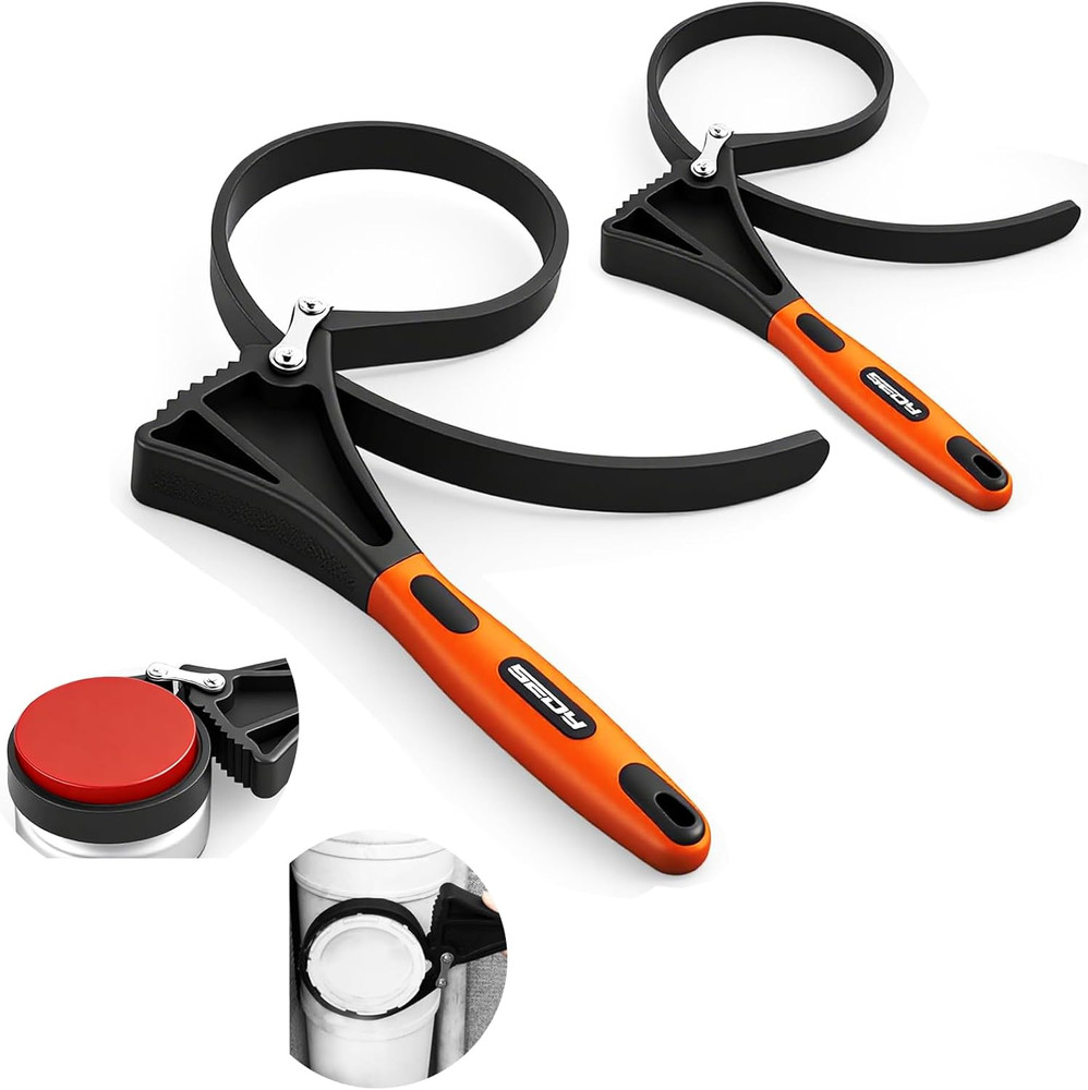 2-Piece Strap Set, Adjustable Rubber Oil Filter Max Diameter 4" A